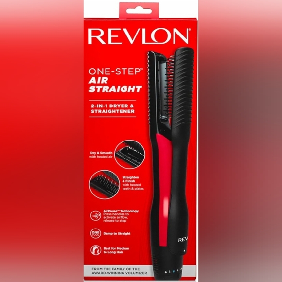 Revlon One-Step Air Straight Dryer & Straightener in Black and Red - Picture 1 of 2